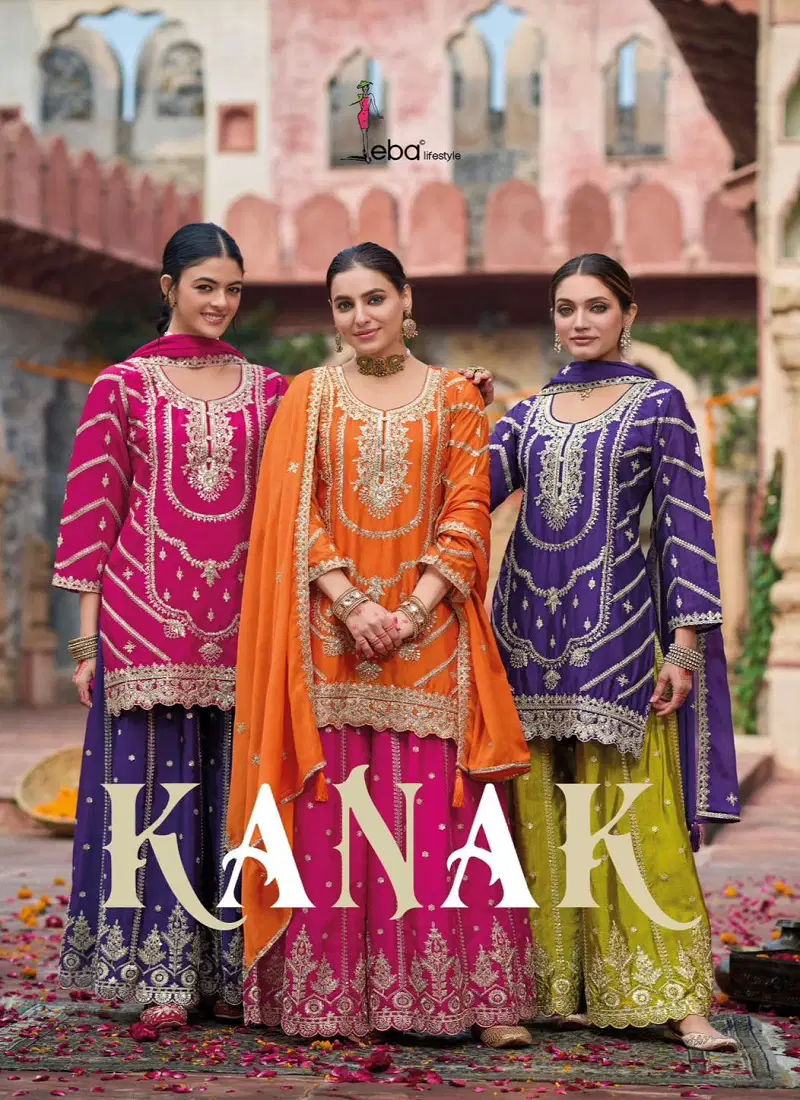 Kanak By Eba Chinon Designer Readymade Suits Orders In India Catalog